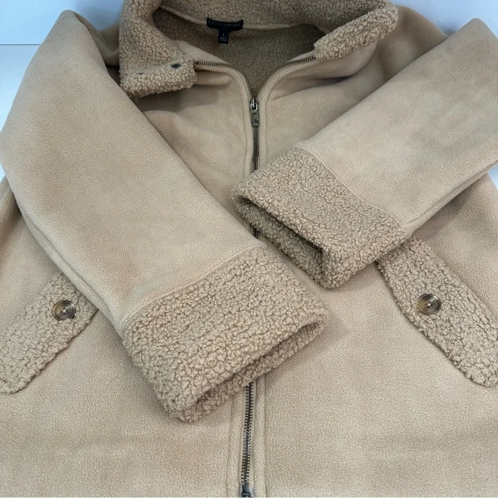 Banana Republic Women's SHERPA BOMBER JACKET Sz L Oversized Snap Pockets… - Picture 10 of 17